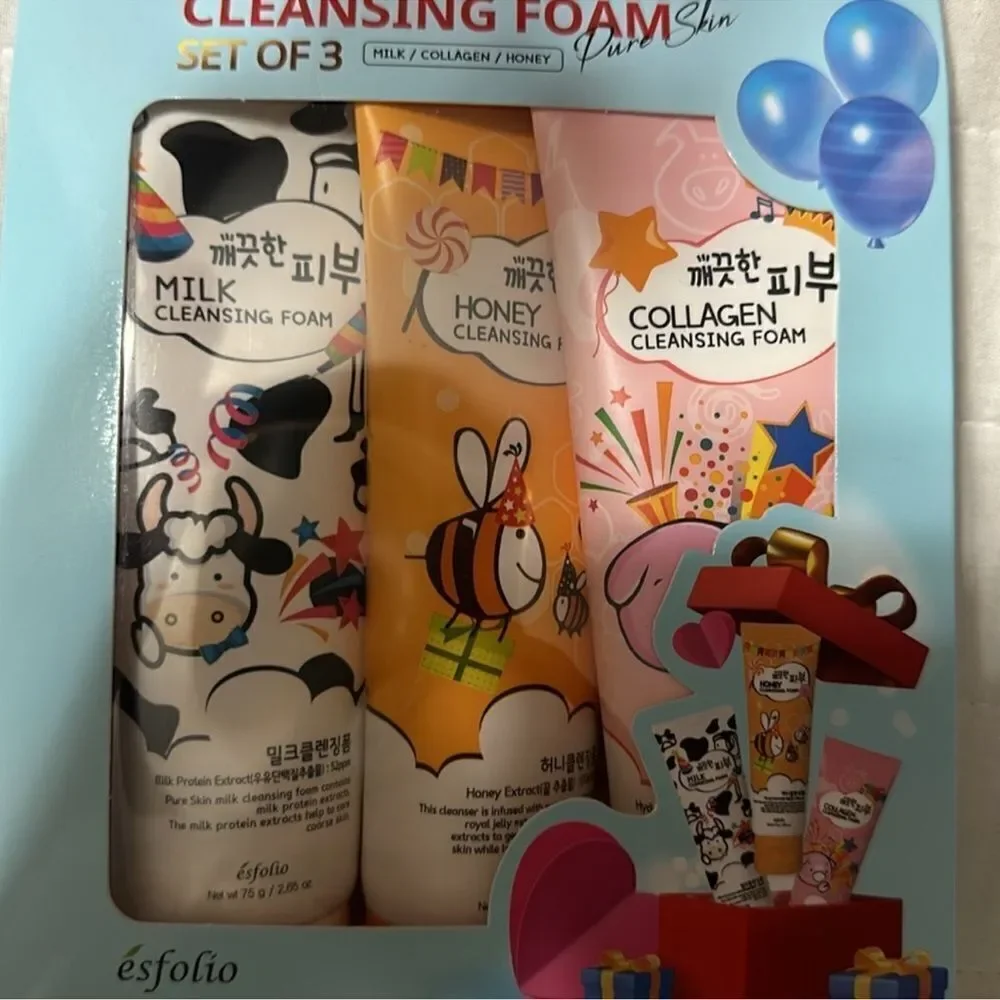 ESFOLIO SET OF 3 CLEANSING FOAM MILK COLLAGEN HONEY
